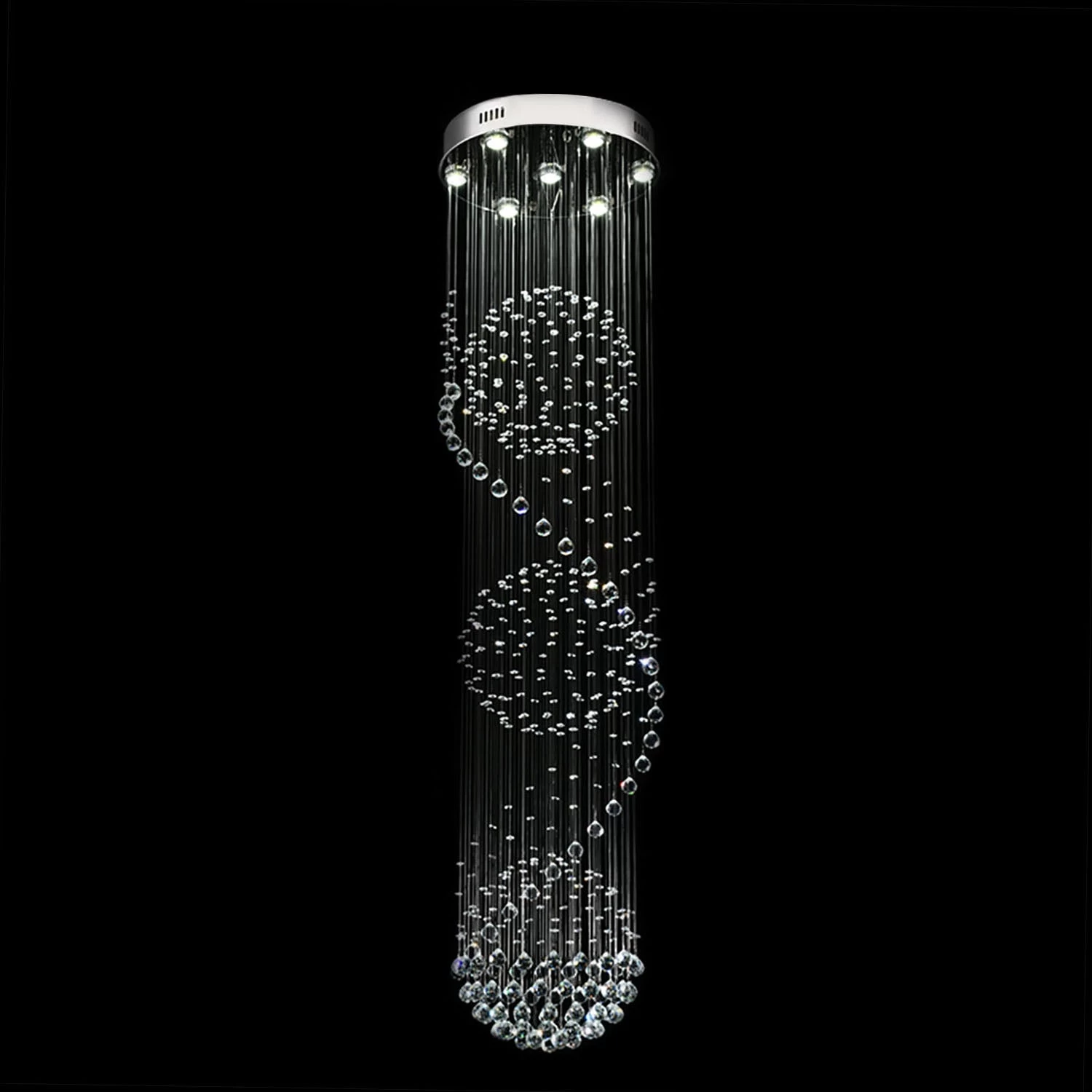 Modern Spiral Three Sphere Raindrop Crystal Chandelier Lighting - Image 7
