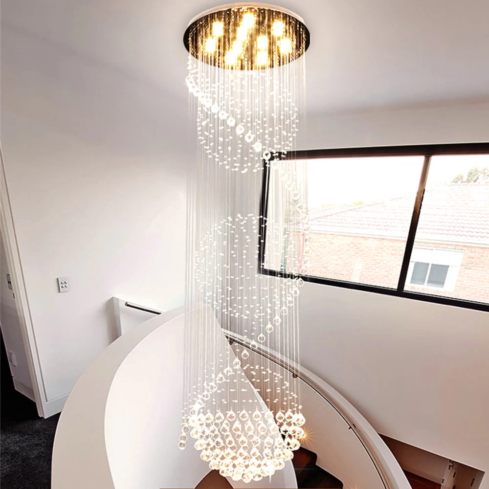 Modern Spiral Three Sphere Raindrop Crystal Chandelier Lighting - Image 8
