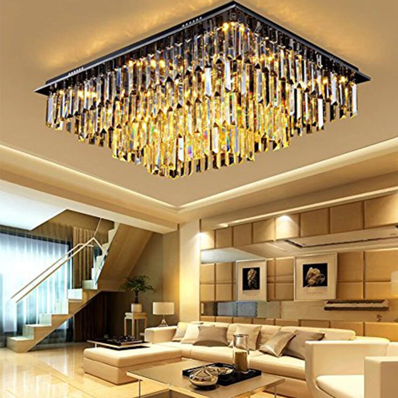 Modern Vertical Bar Rectangular Crystal Chandelier - Four Layers Ceiling Light - Image 2