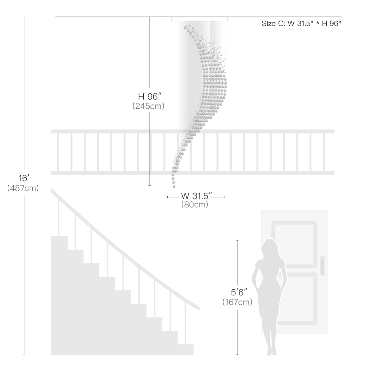 Moon Shaped Spiral Wave Raindrop Crystal Chandelier - Image 5