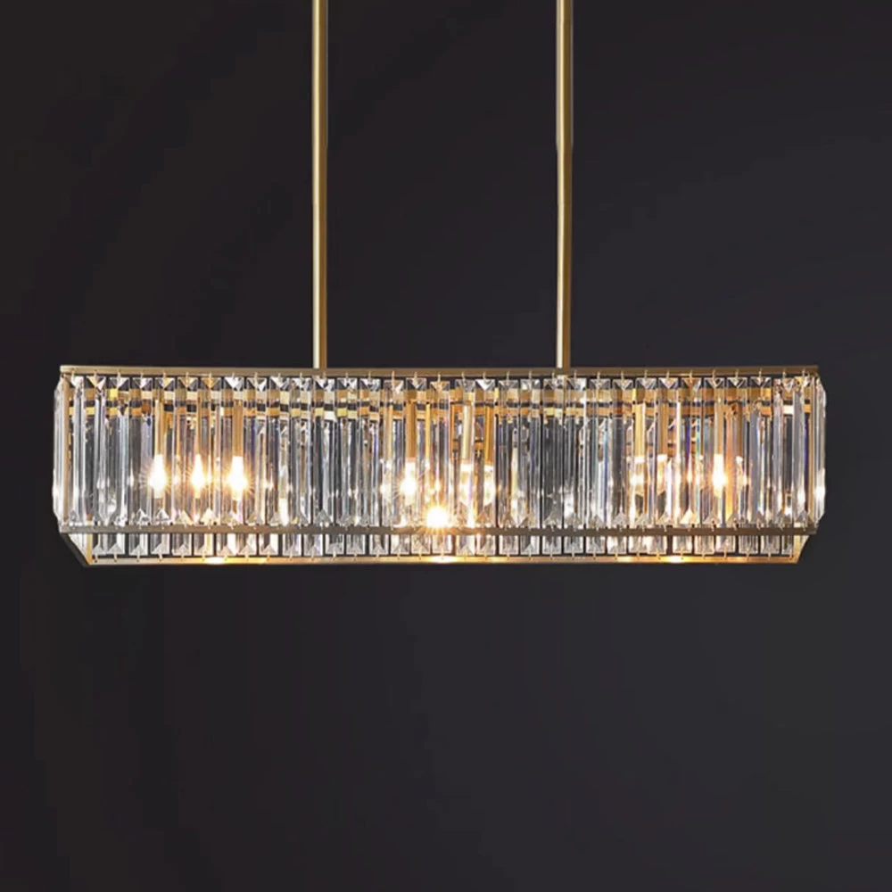 Rectangular Gold Frame Crystal Chandelier - Image 8