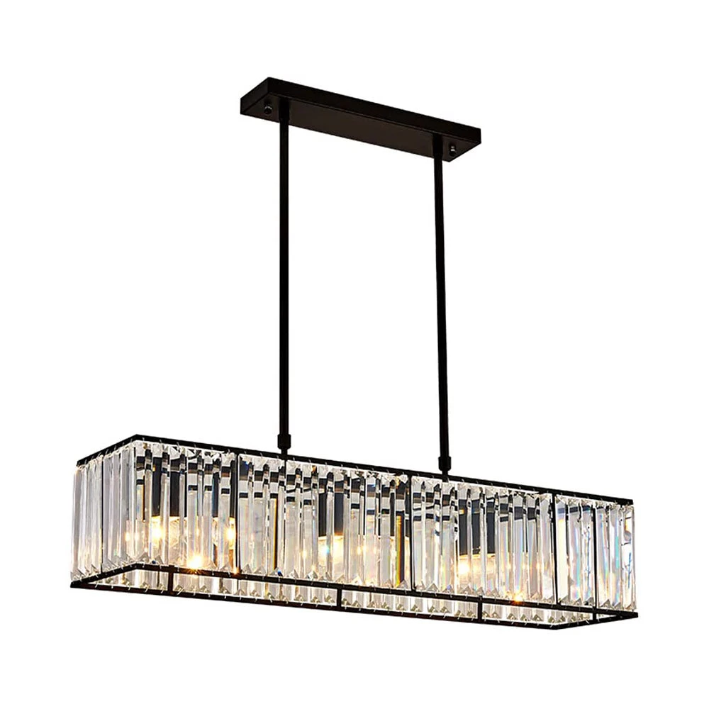 Rectangular Gold Frame Crystal Chandelier - Image 7