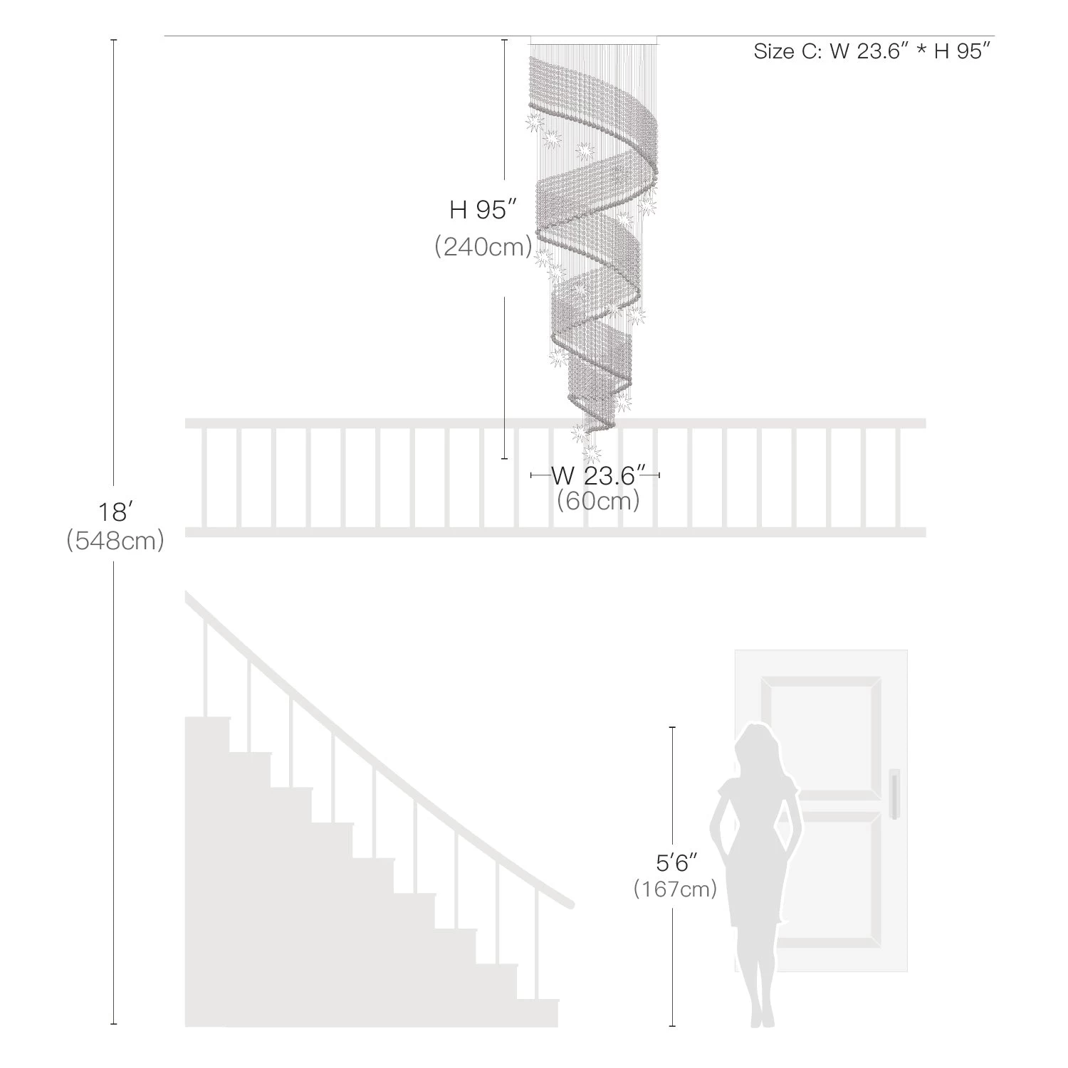 Spiral Meteor Shower Crystal Raindrop Chandelier - Staircase Chandelier - Image 5