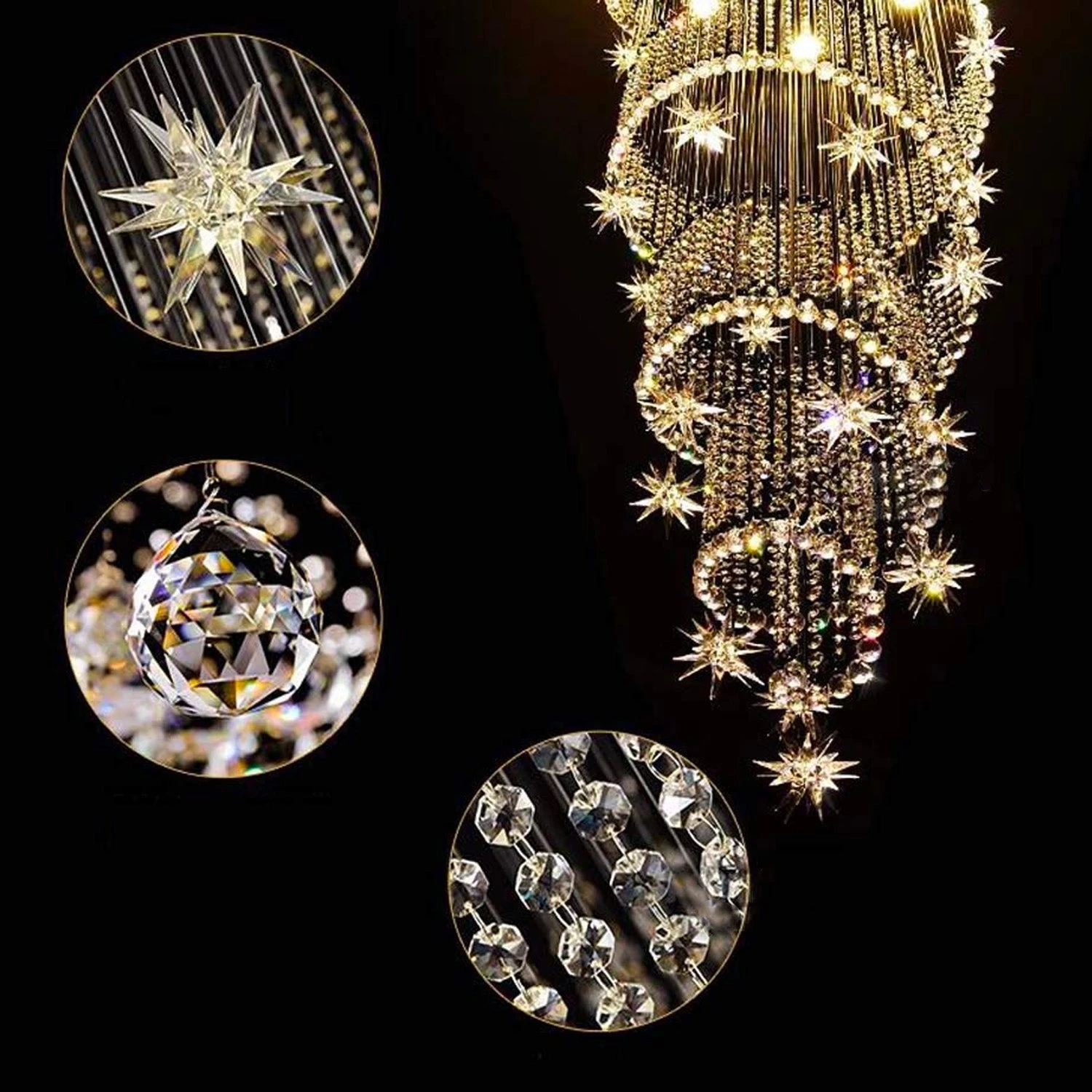 Spiral Meteor Shower Crystal Raindrop Chandelier - Staircase Chandelier - Image 8