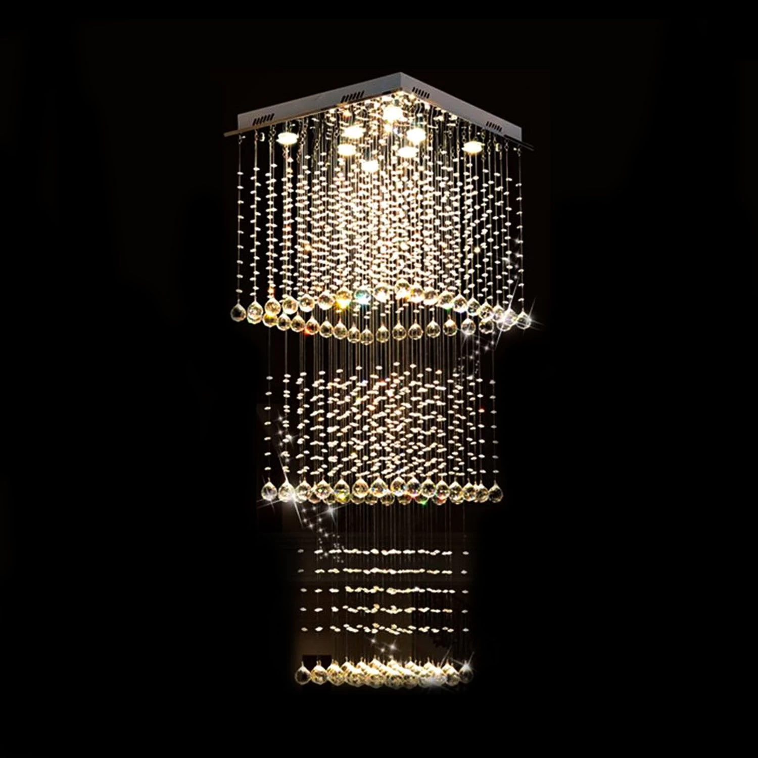 Square Long Crystal Raindrop Chandelier - Image 5