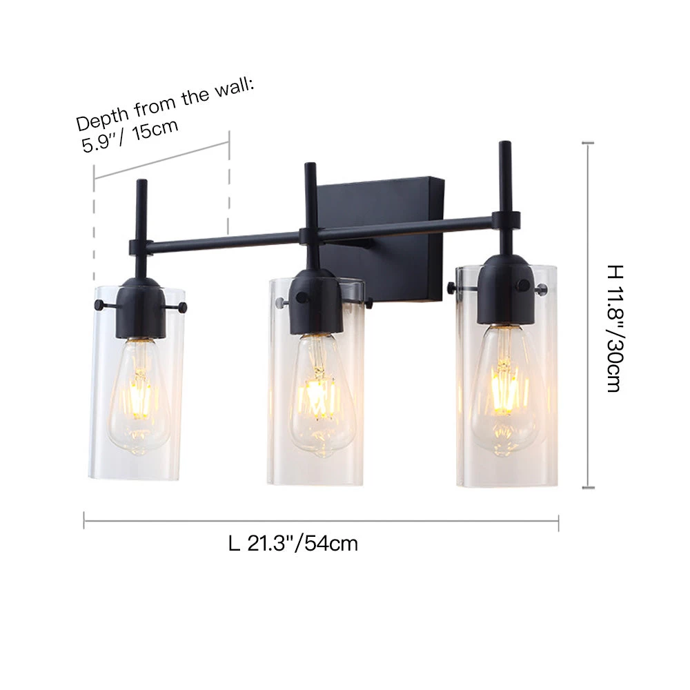 Black Clear Glass Modern Vanity Light - Image 5