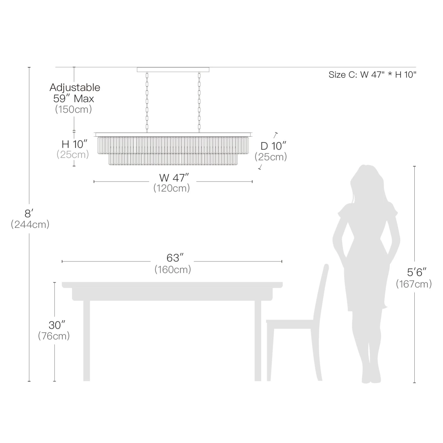 Vintage Clear Crystal Rectangular Chandelier - Dining Room - Image 4