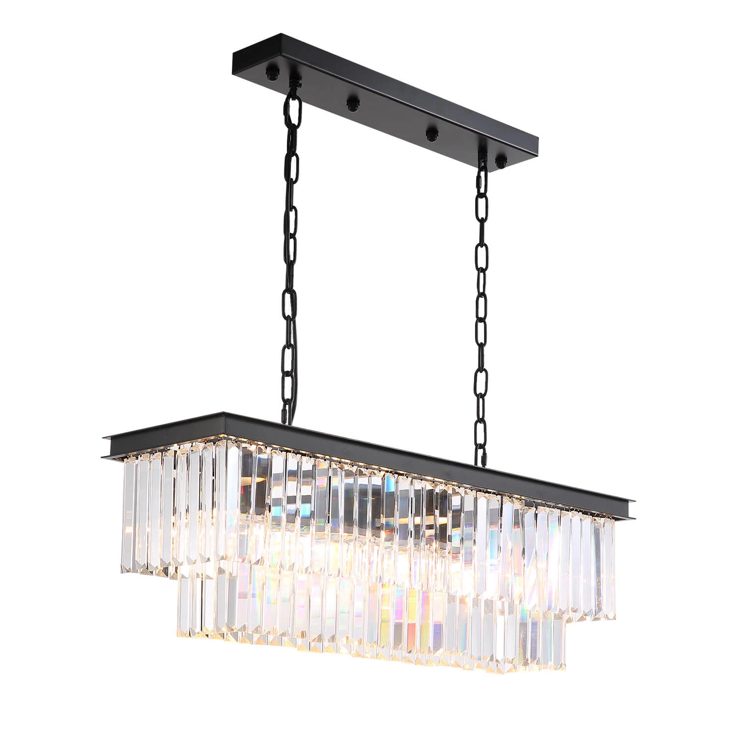 Vintage Clear Crystal Rectangular Chandelier - Dining Room - Image 6