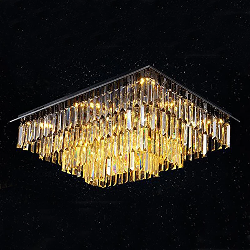 Modern Vertical Bar Rectangular Crystal Chandelier - Four Layers Ceiling Light - Image 4