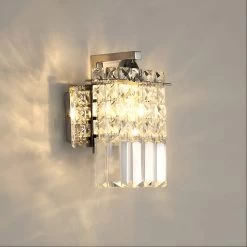 Contemporary Crystal Wall Sconce Elevate Your Living Space With Stainless SteelElegance