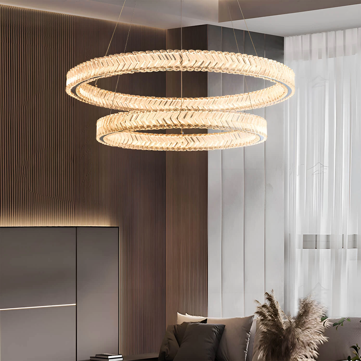 Crystal Ring Chandelier With 2-Tier LED Rings - Image 3