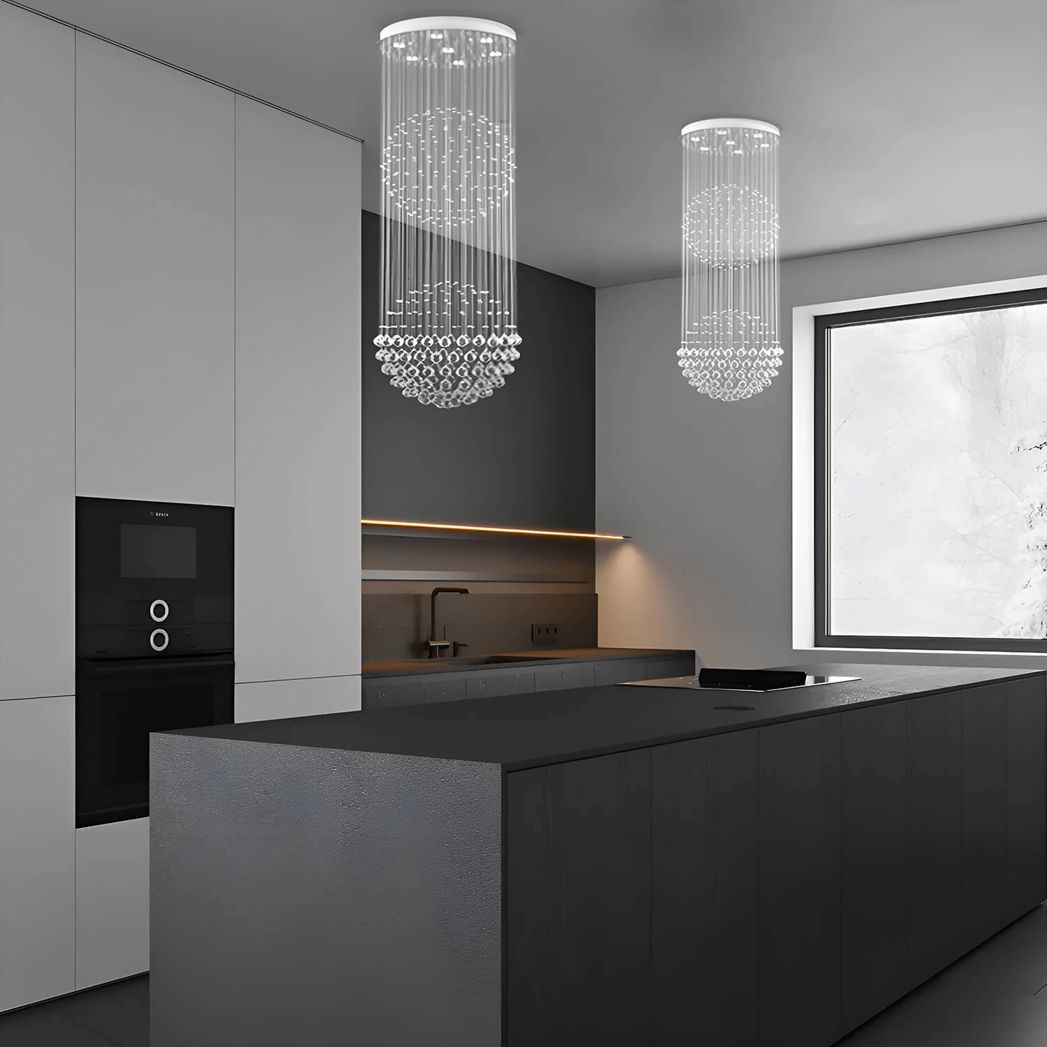 Double Sphere Raindrop Crystal Chandelier - Image 3