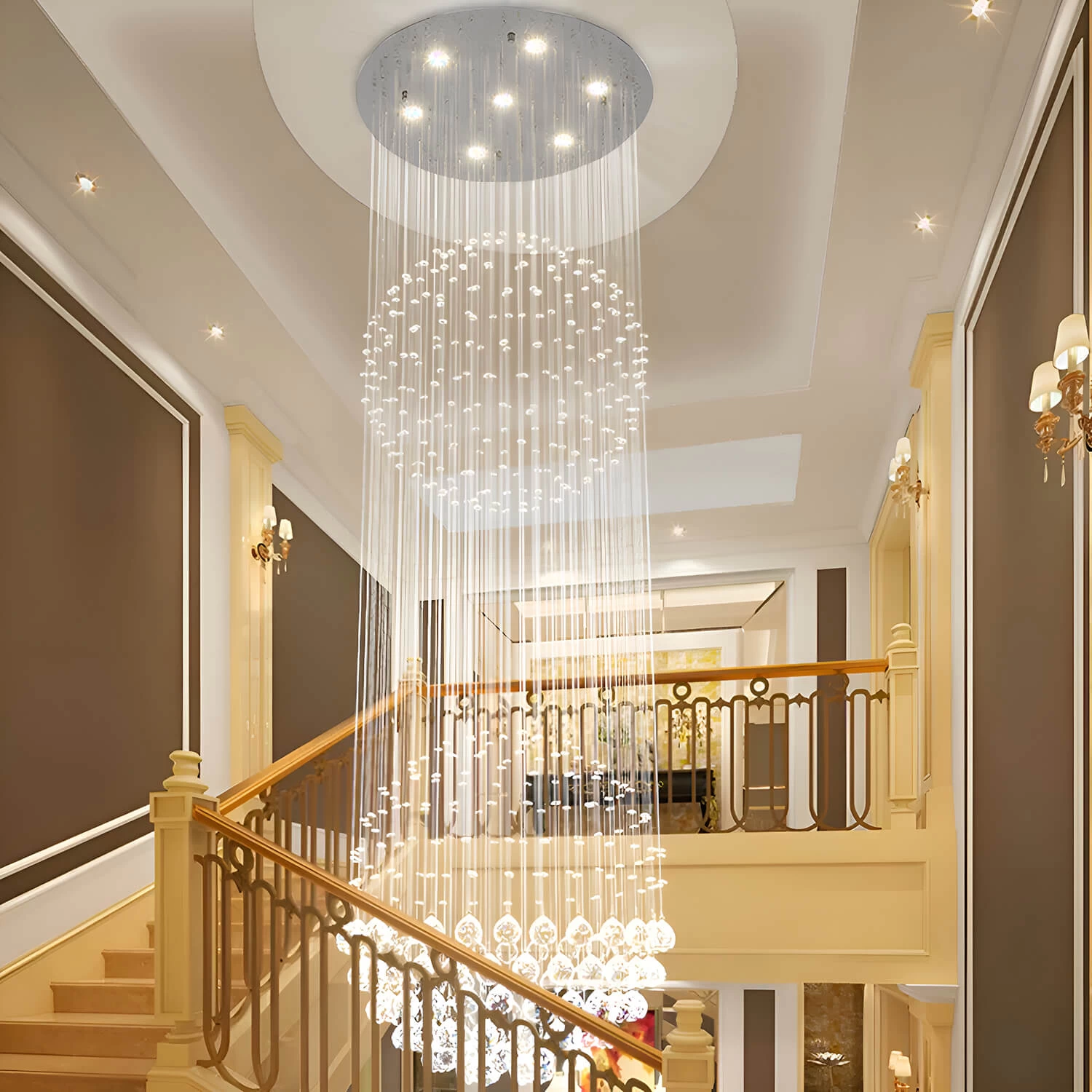 Double Sphere Raindrop Crystal Chandelier - Image 4