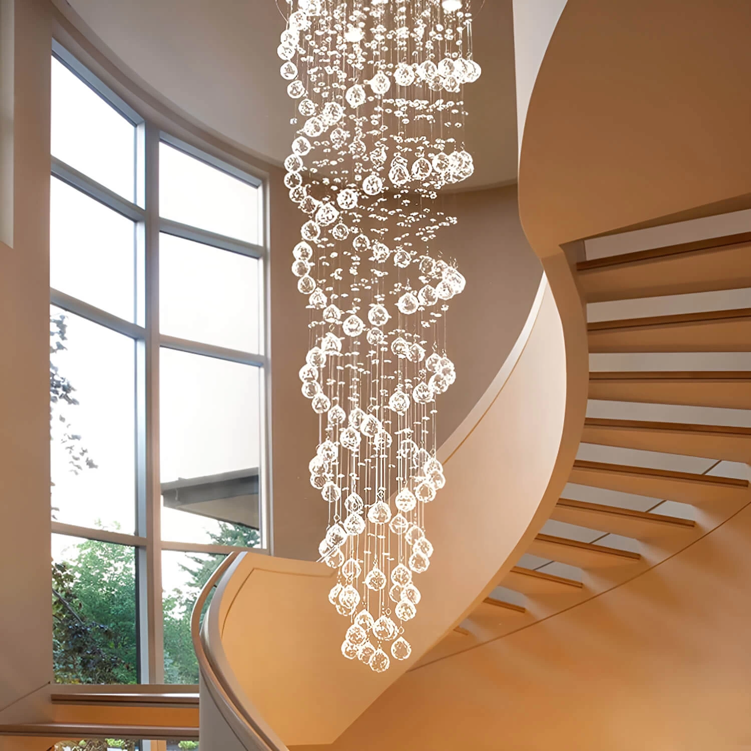 Double Spiral Modern Raindrop Chandelier - Staircase Chandelier - Image 3