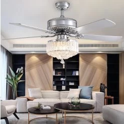Luxury 5 - Blade Crystal Ceiling Fan With Remote Control