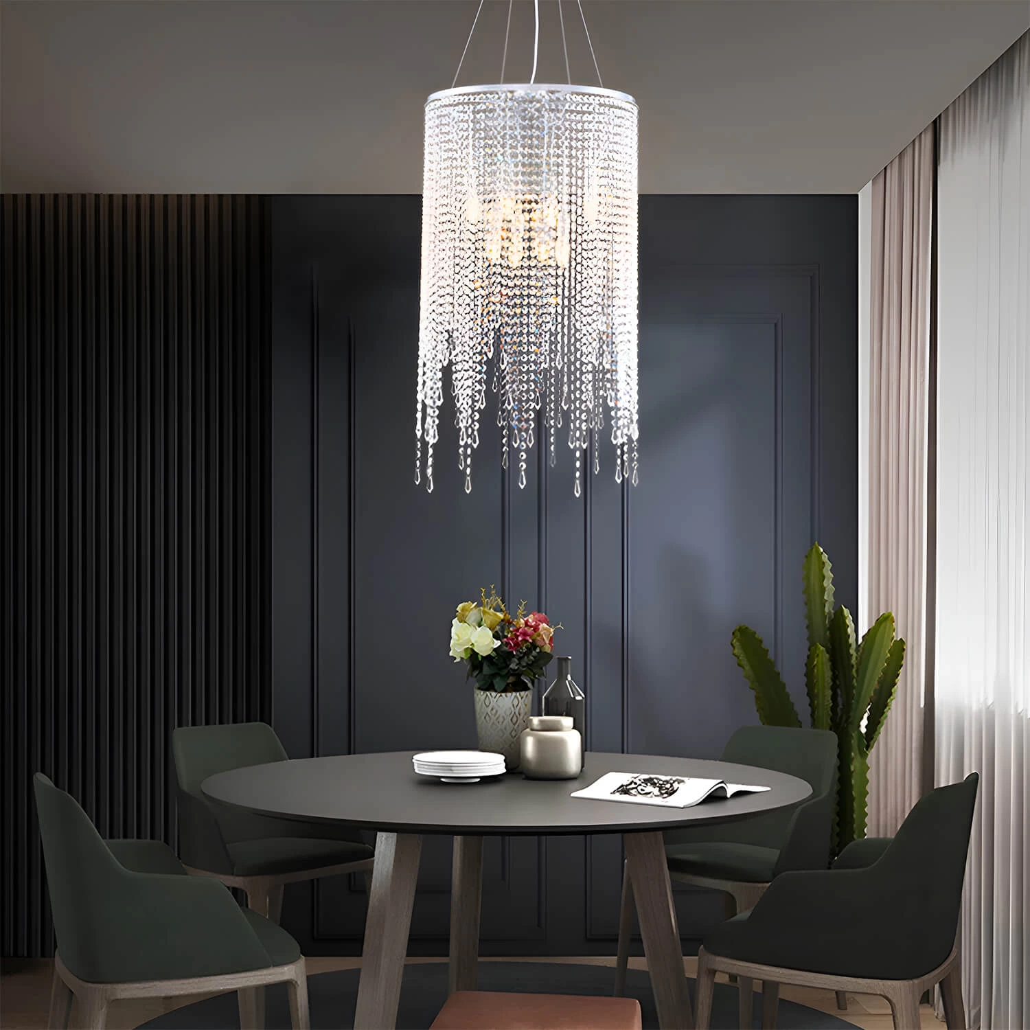 Luxury Linear Round Contemporary Island Crystal Chandelier - Image 4