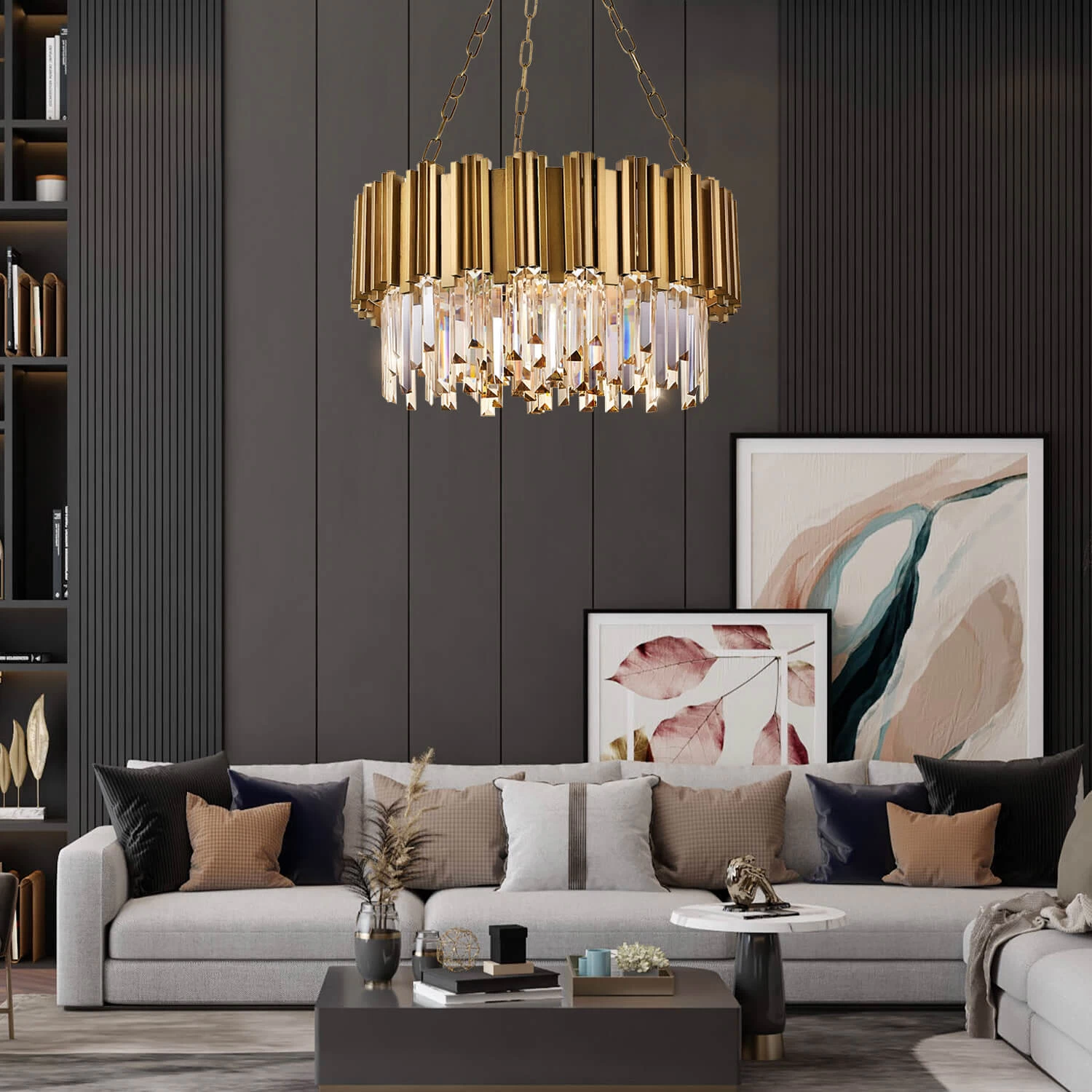 Modern Gold Luxury Crystal Large Chandeliers For Living Room And Bedroom