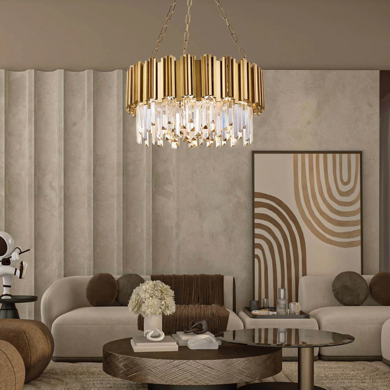 Modern Gold Luxury Crystal Large Chandeliers For Living Room And Bedroom - Image 2