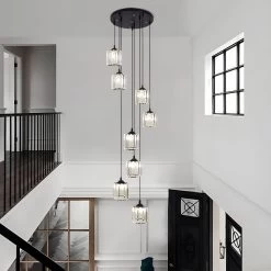 Modern Spiral Staircase Lamp With Multiple Lights