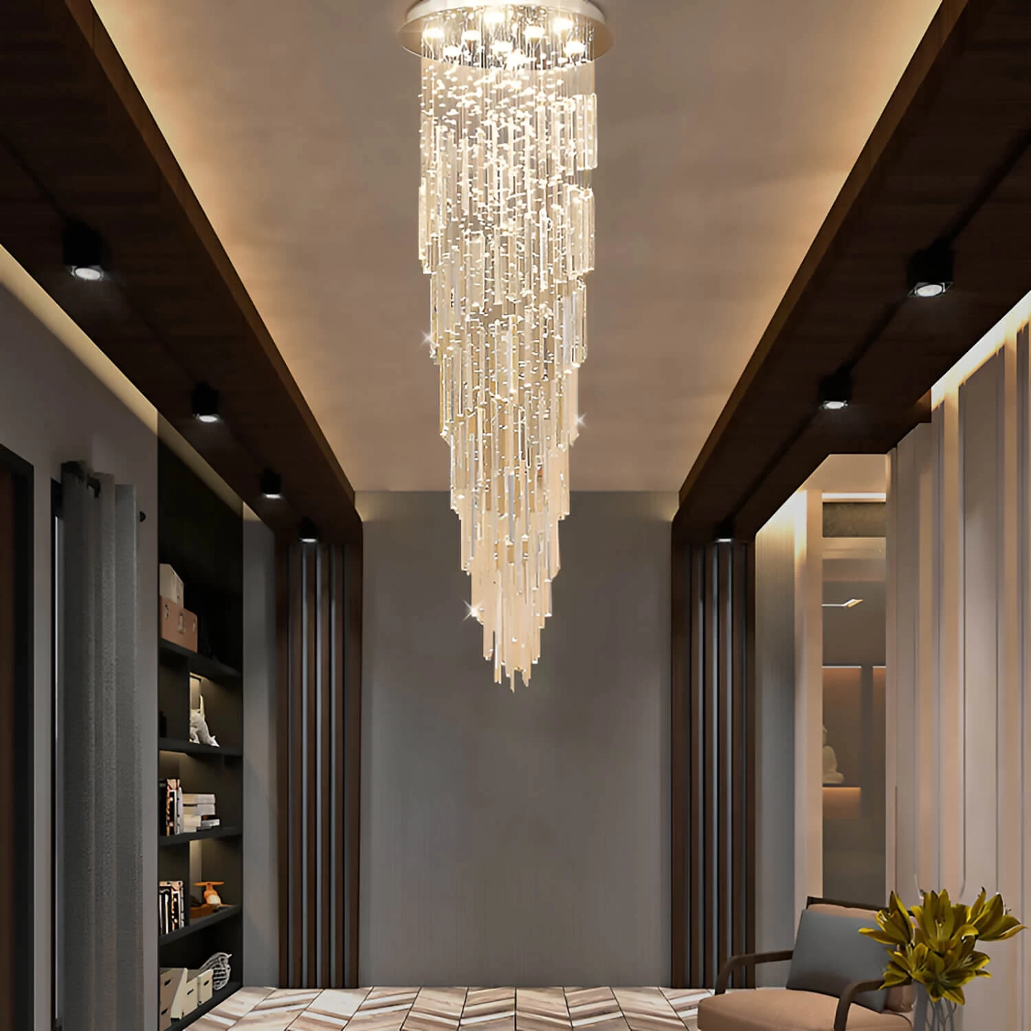 Modern Spiral Crystal Chandelier - Staircase Chandelier - Image 4