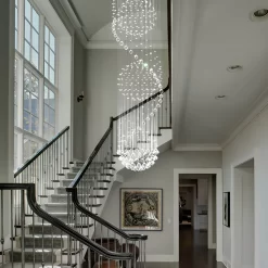 Modern Spiral Three Sphere Raindrop Crystal Chandelier Lighting