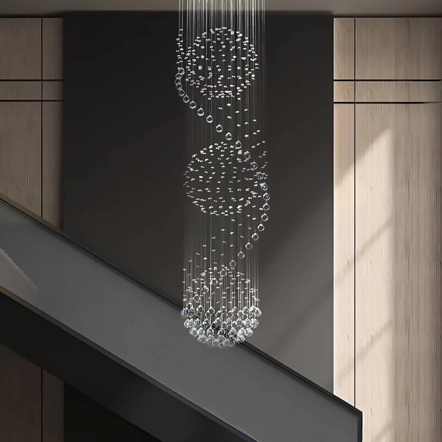 Modern Spiral Three Sphere Raindrop Crystal Chandelier Lighting - Image 3