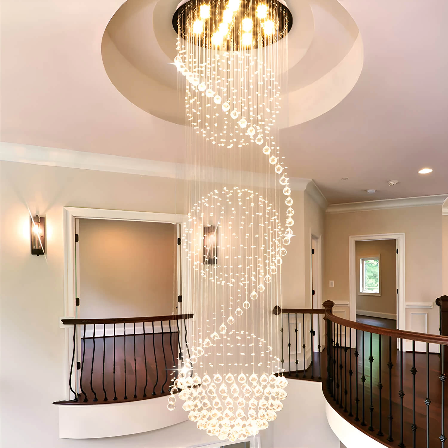 Modern Spiral Three Sphere Raindrop Crystal Chandelier Lighting - Image 4
