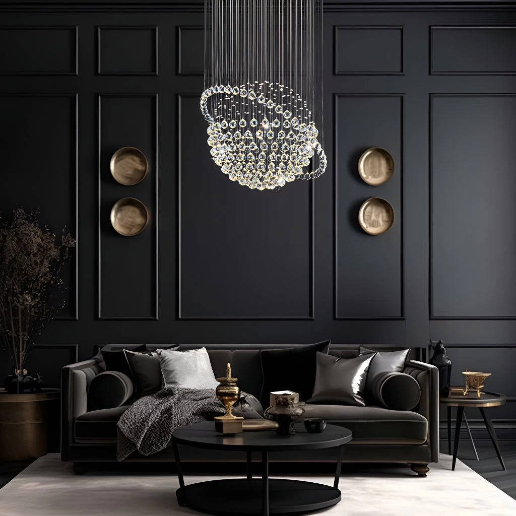 Modern Star Sphere Rain Drop Chandelier With Orbit - Image 2
