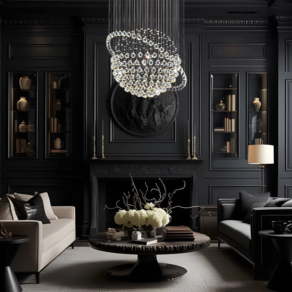 Modern Star Sphere Rain Drop Chandelier With Orbit - Image 3