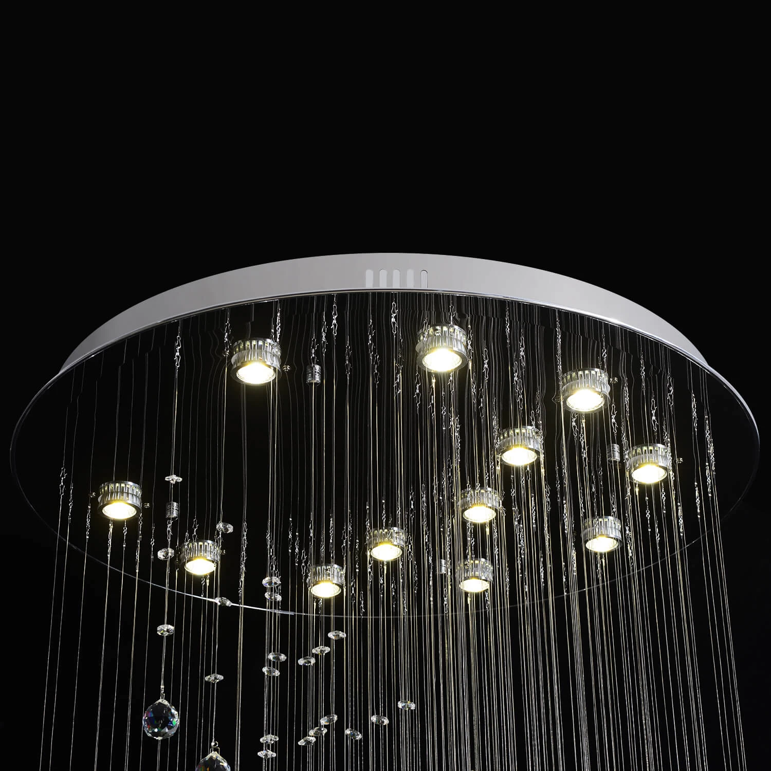 Moon Shaped Spiral Wave Raindrop Crystal Chandelier - Image 7
