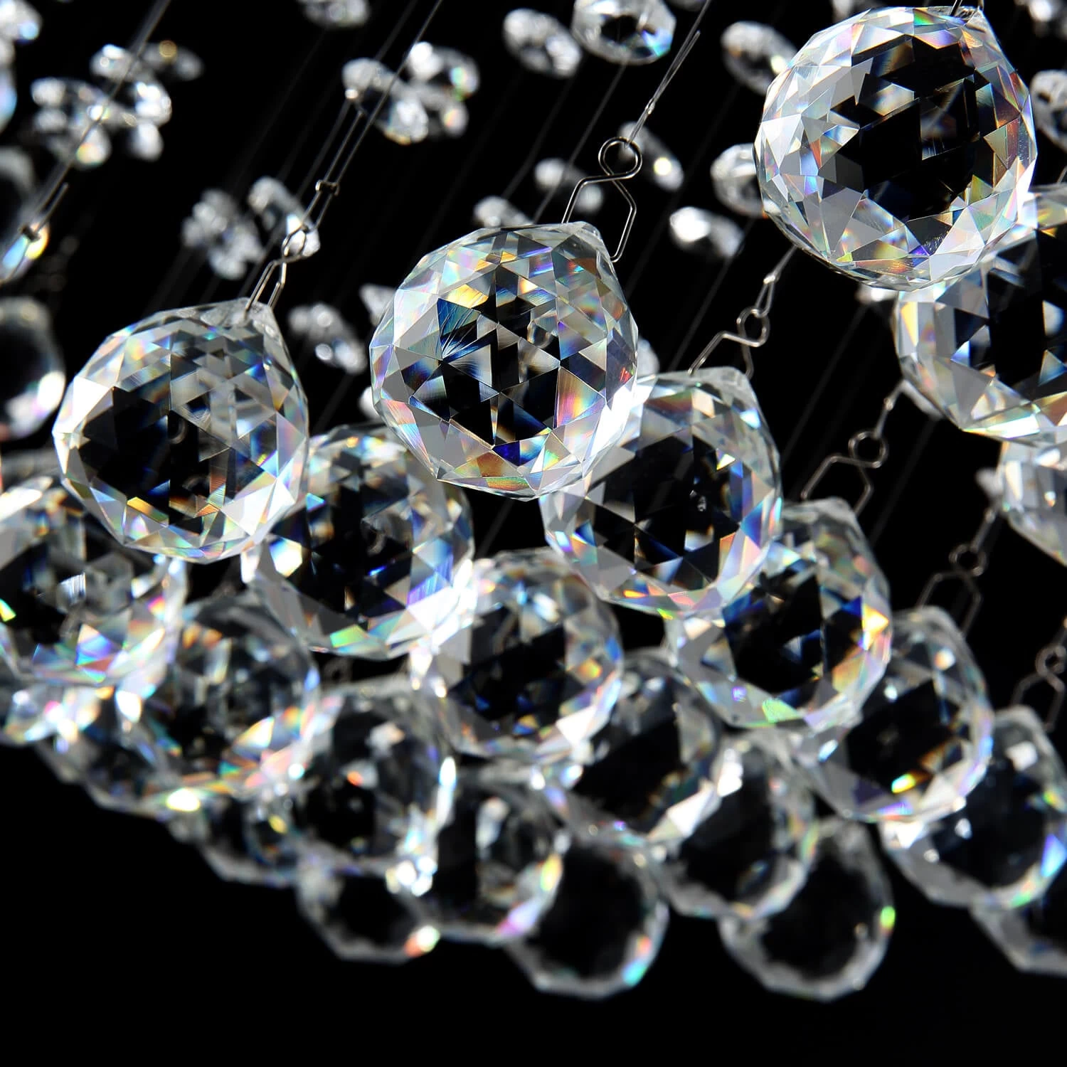 Moon Shaped Spiral Wave Raindrop Crystal Chandelier - Image 8