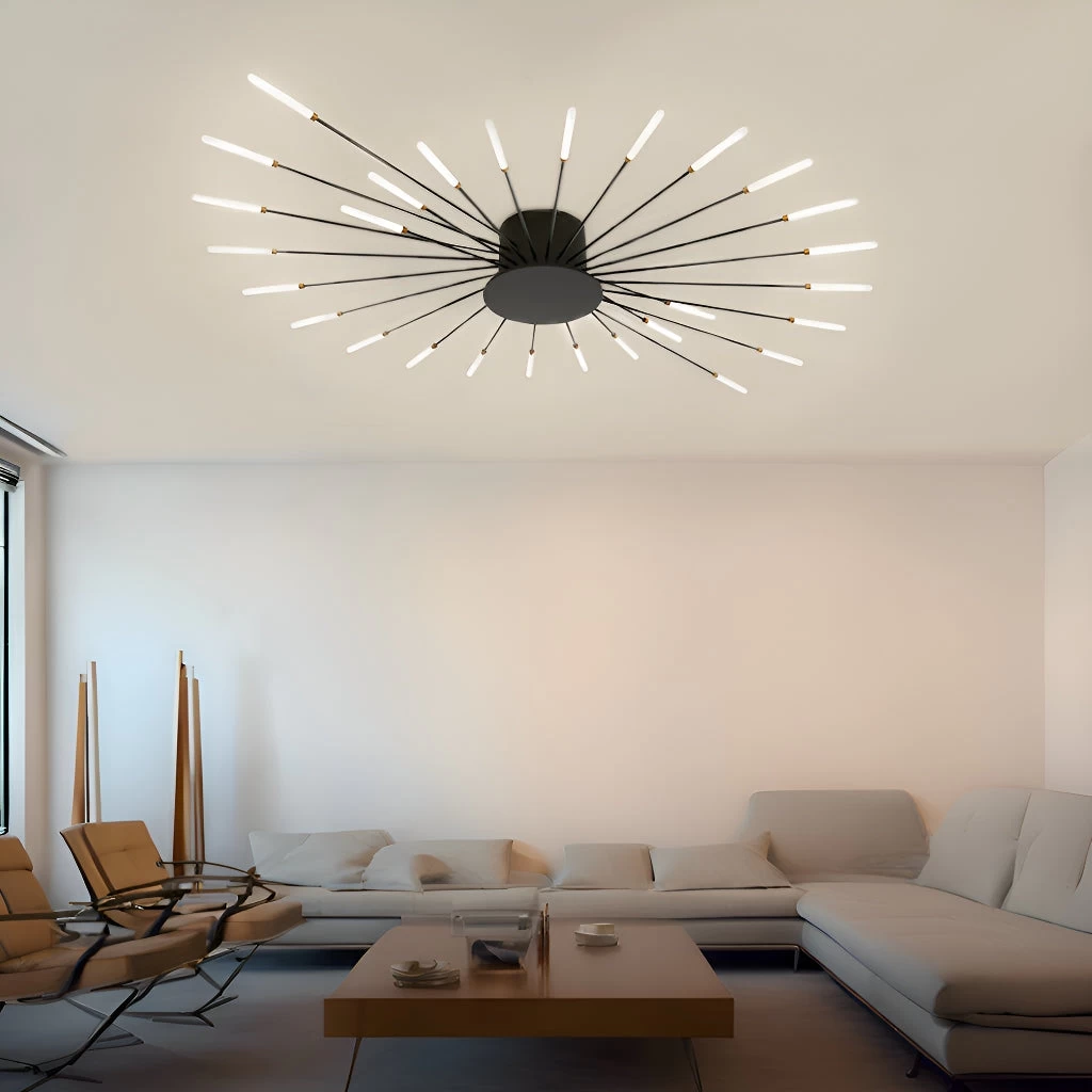 Modern LED Flush Mount Firework Ceiling Light With Metal Acrylic Sputnik Shape - Image 2