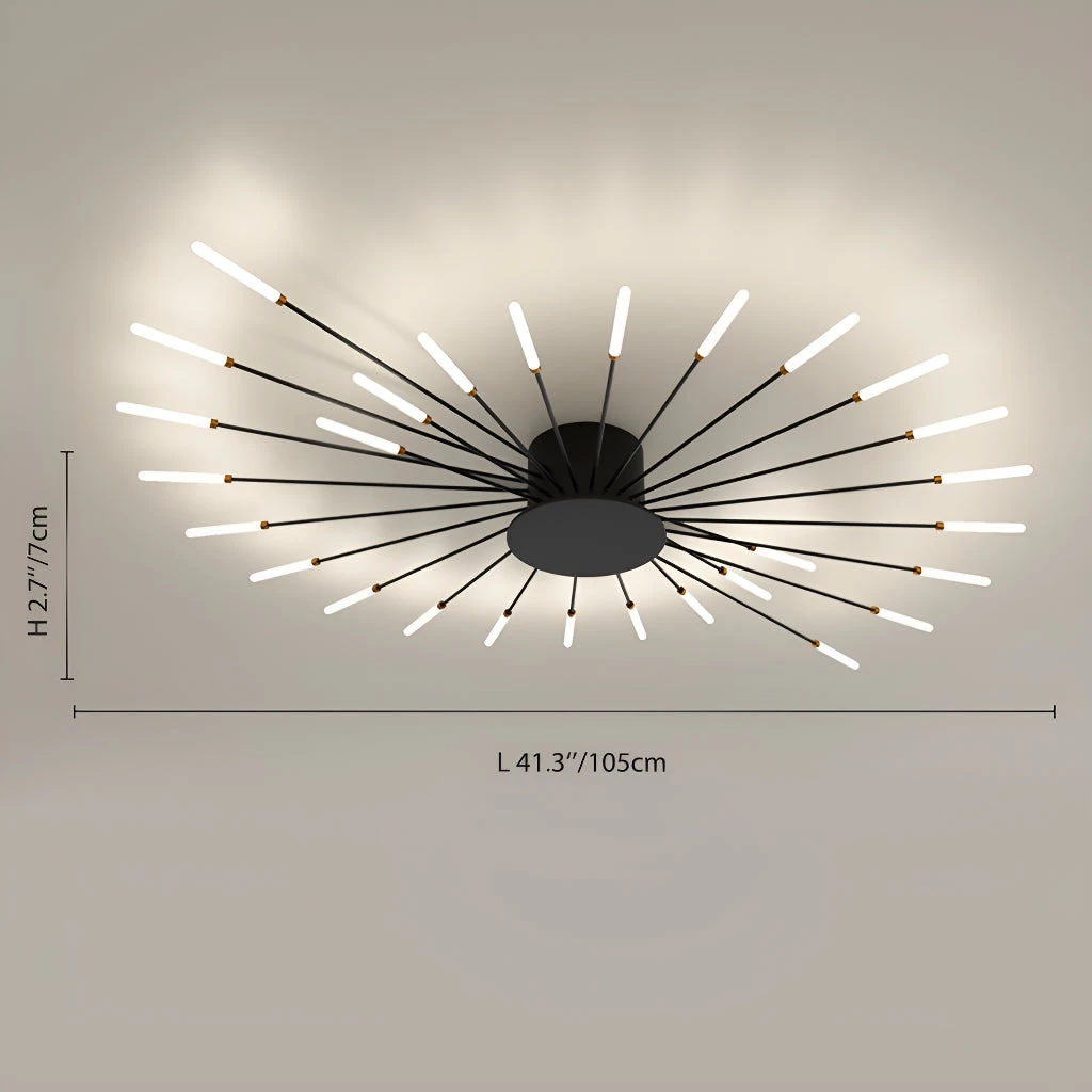 Modern LED Flush Mount Firework Ceiling Light With Metal Acrylic Sputnik Shape - Image 5