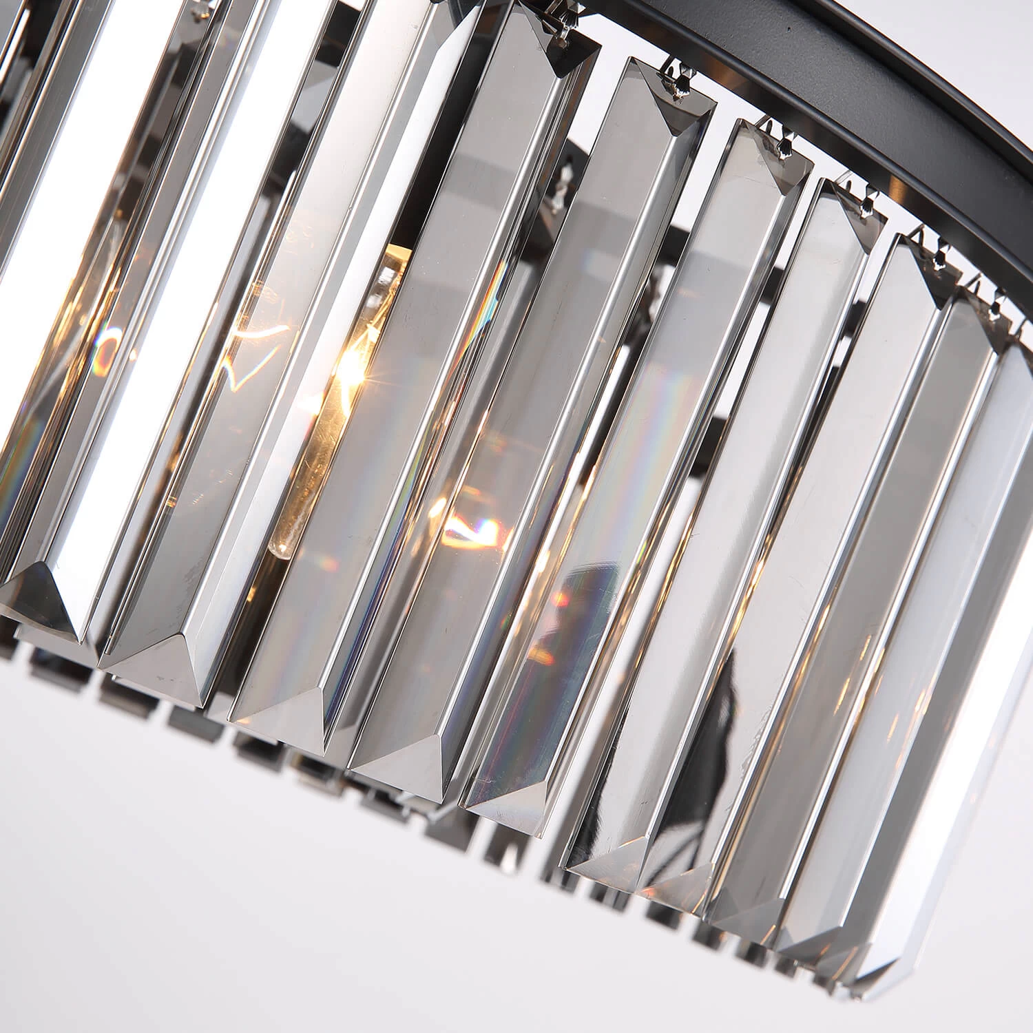 Black Crystal Chandelier - Round Design Pendant Light - Image 9