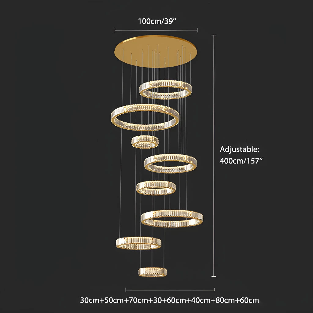 Oversized 8-Tiered Rings Crystal Chandelier - Image 5