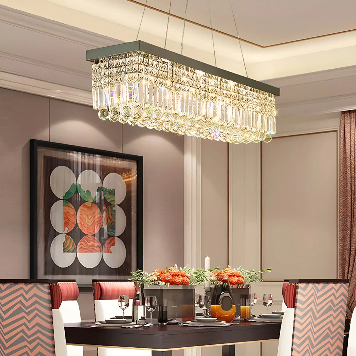 Rectangular Crystal Chandelier - Dining Room Crystal Chandeliers - Image 3