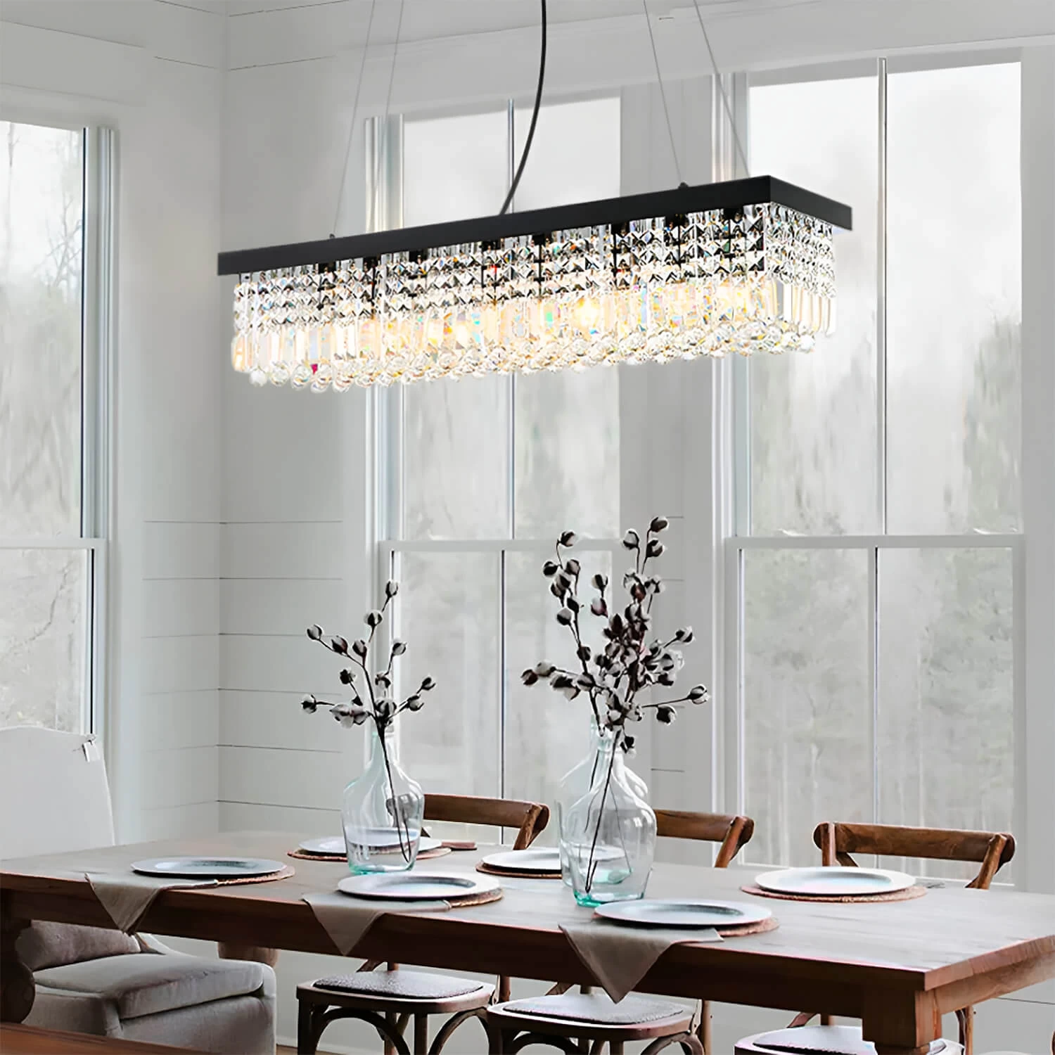 Rectangular Crystal Chandelier - Dining Room Crystal Chandeliers - Image 4