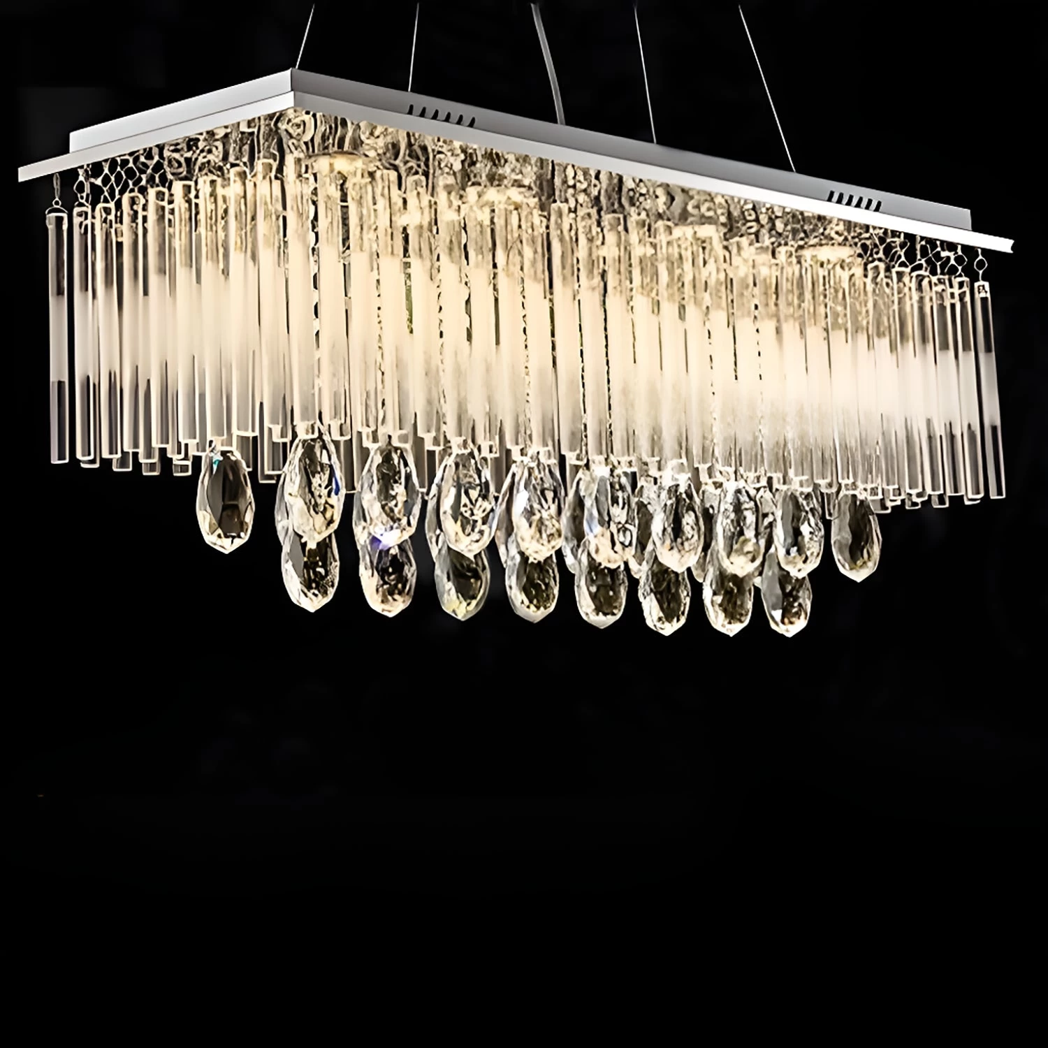 Rectangular Frosted Crystal Chandelier - Image 3