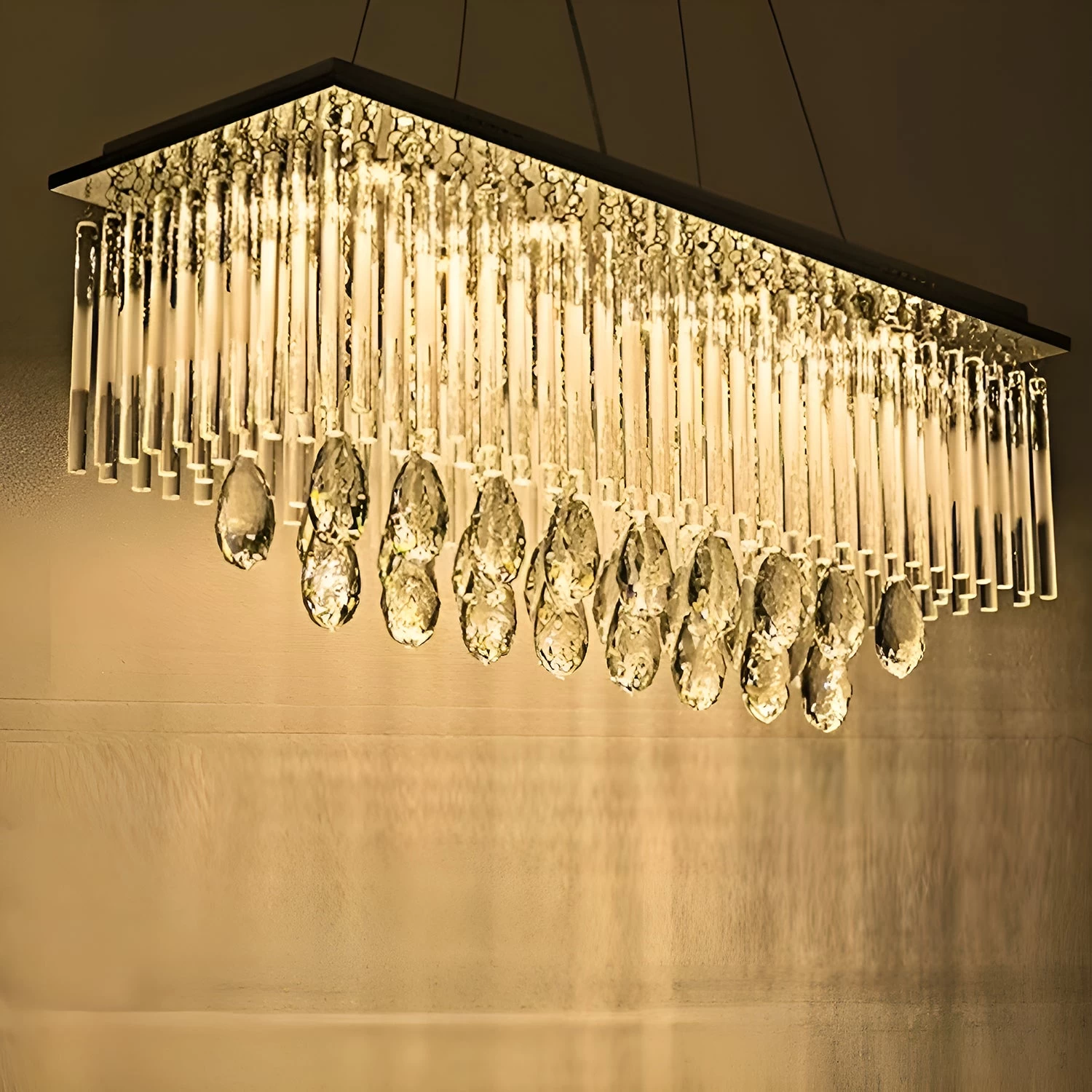 Rectangular Frosted Crystal Chandelier - Image 4