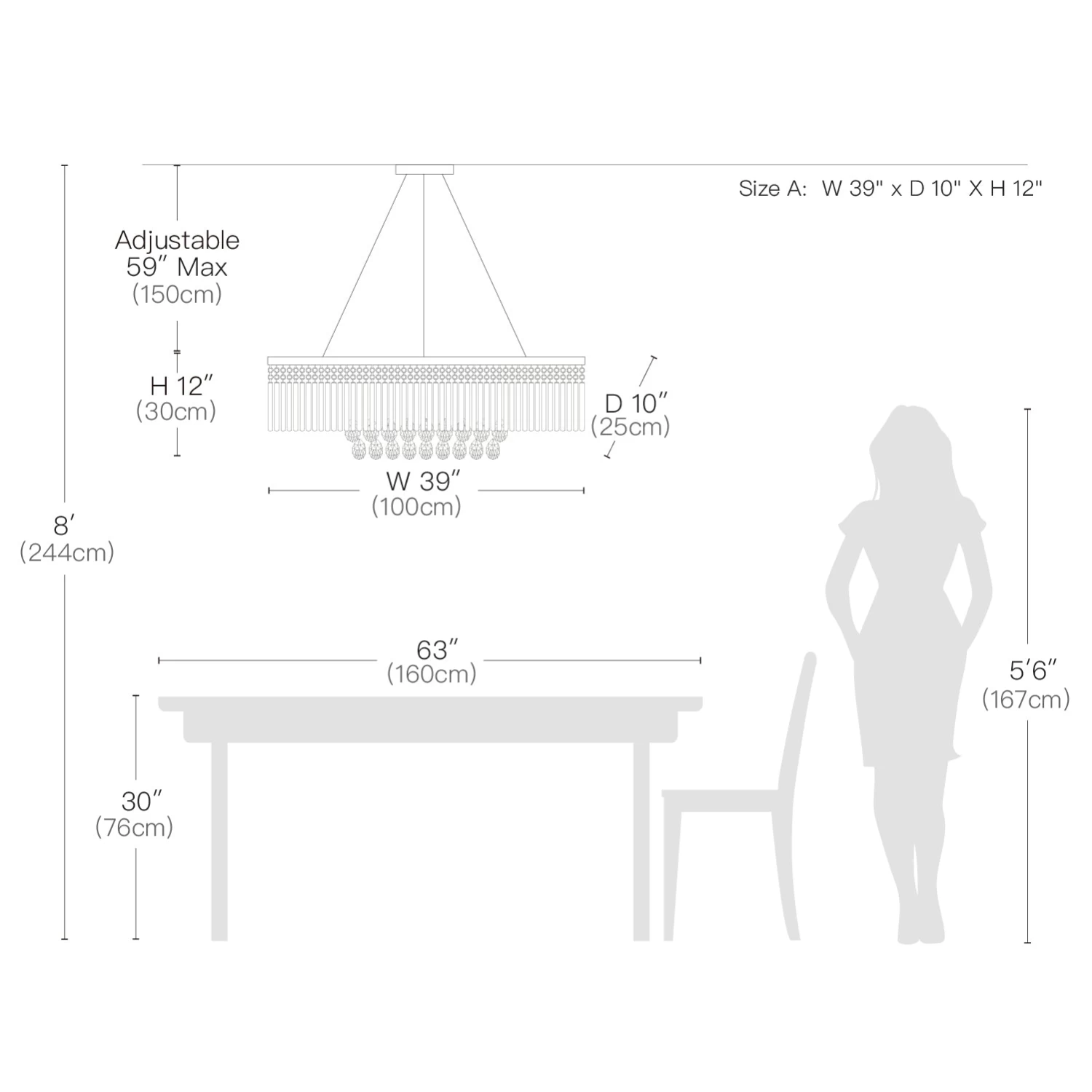 Rectangular Frosted Crystal Chandelier - Image 5
