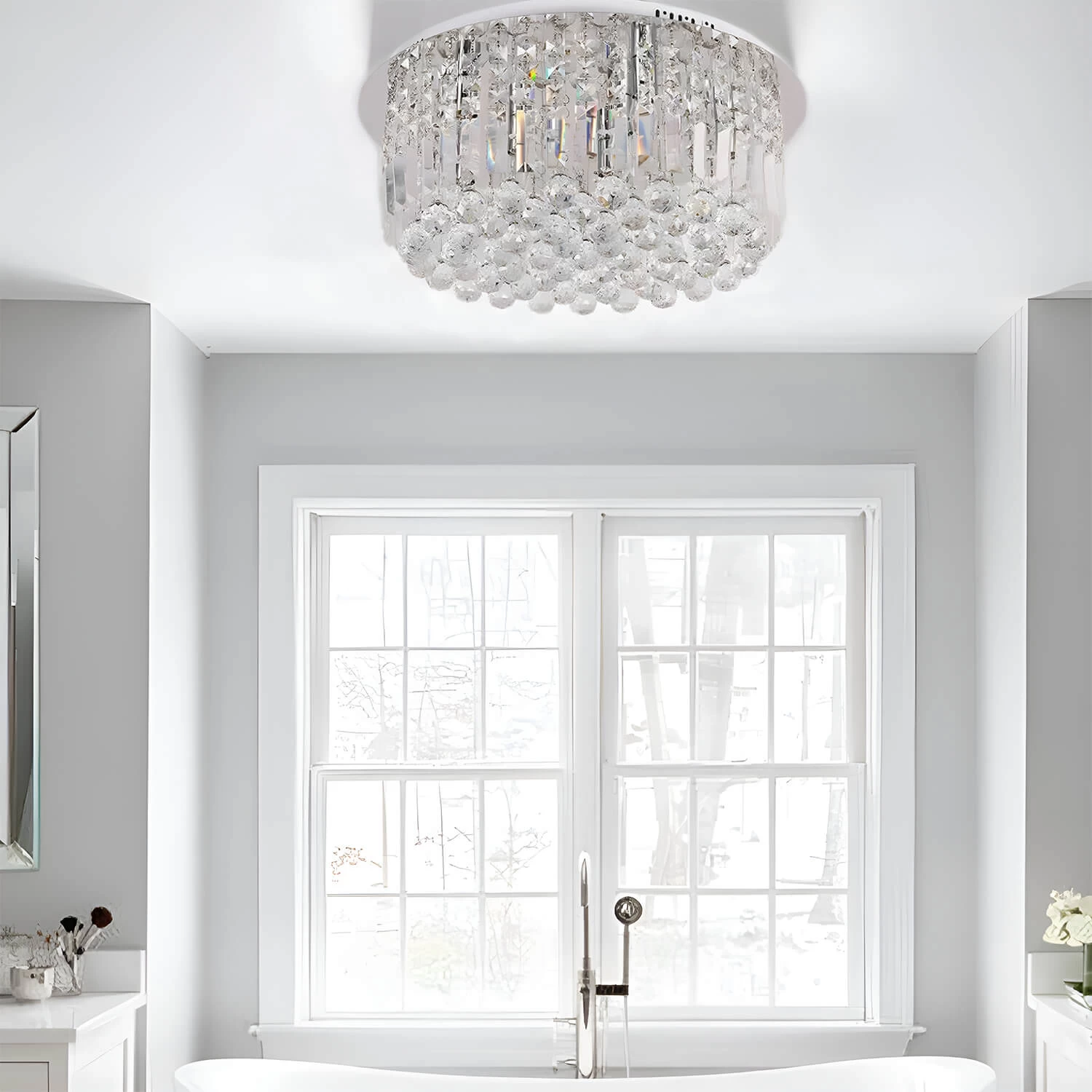 Round Shaped Raindrop Crystal Chandelier Ceiling Lights - Image 2