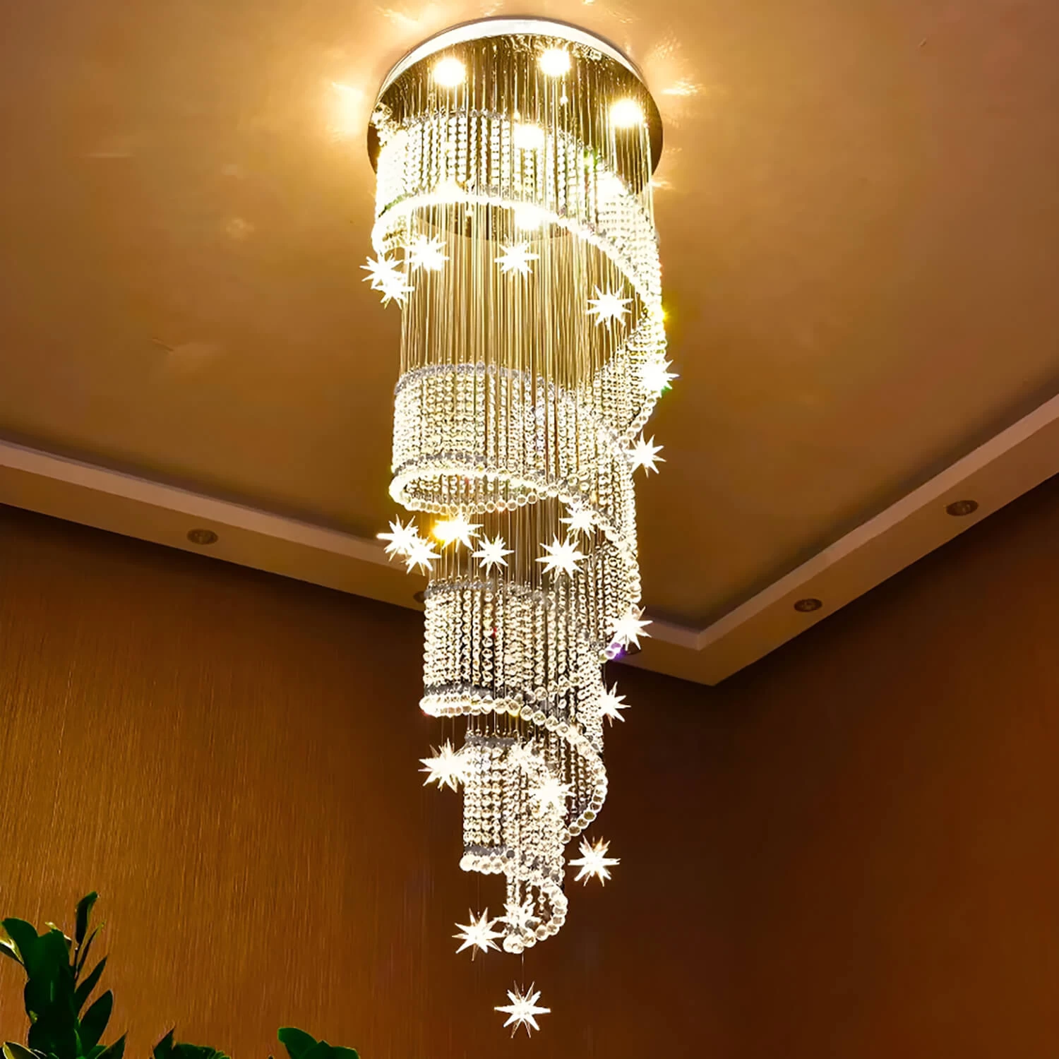 Spiral Meteor Shower Crystal Raindrop Chandelier - Staircase Chandelier - Image 2