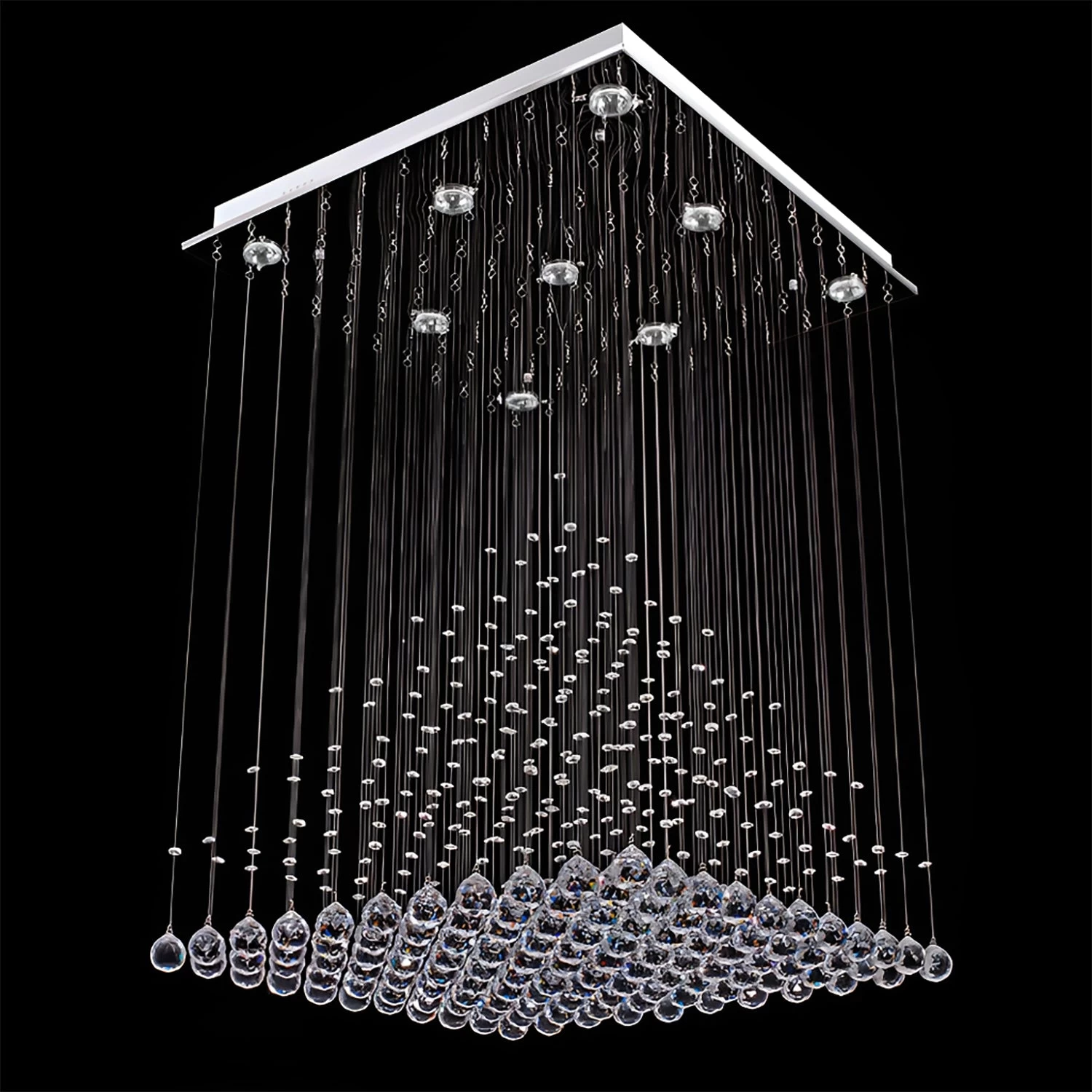 Square Base Pyramid Raindrop Crystal Chandelier - Ceiling Light - Image 6