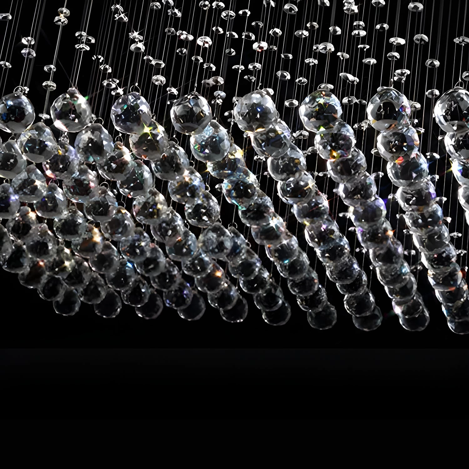 Square Base Pyramid Raindrop Crystal Chandelier - Ceiling Light - Image 8