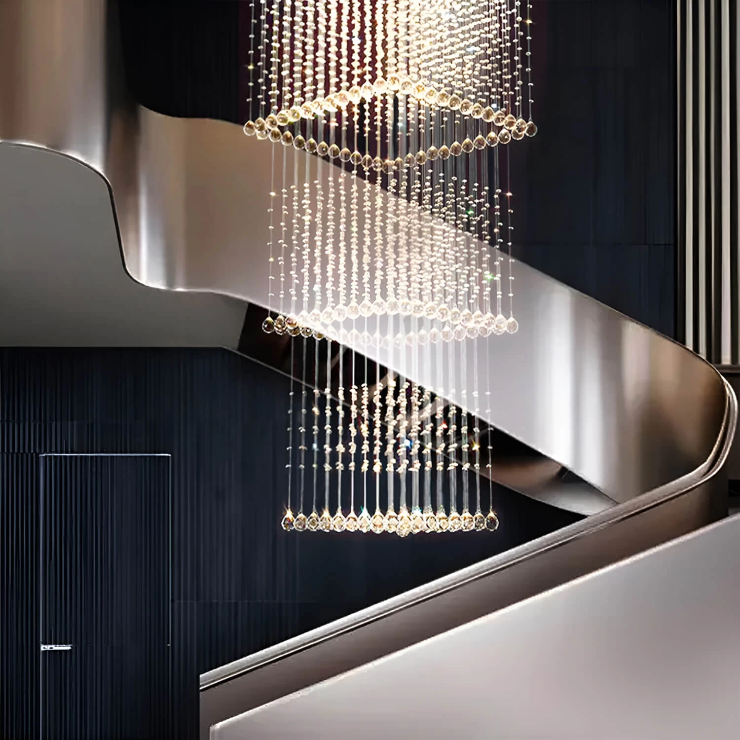 Square Long Crystal Raindrop Chandelier - Image 3