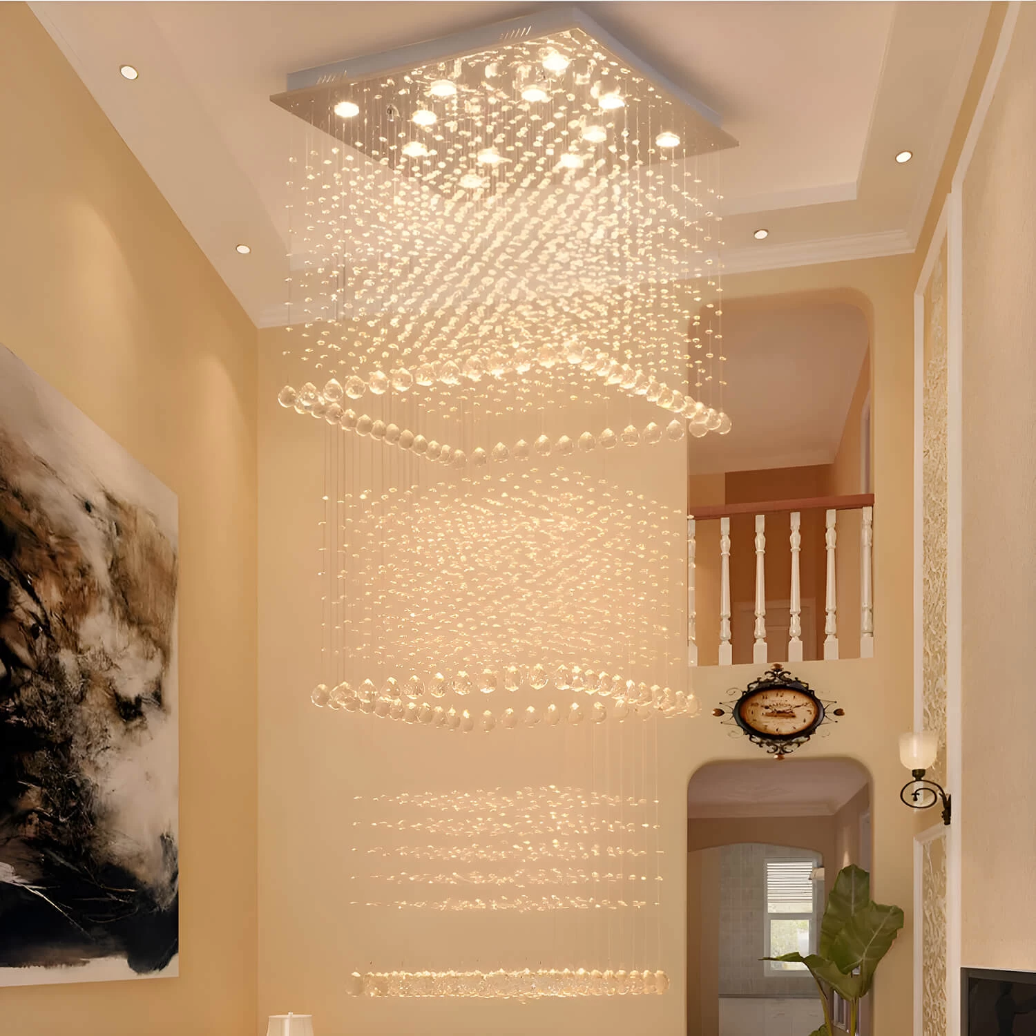 Square Long Crystal Raindrop Chandelier - Image 6